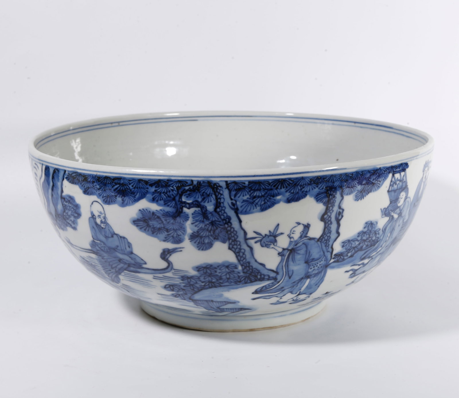 A BLUE AND WHITE BOWL WITH LANDSCAPE AND FIGURE MOTIF (1 of 9)