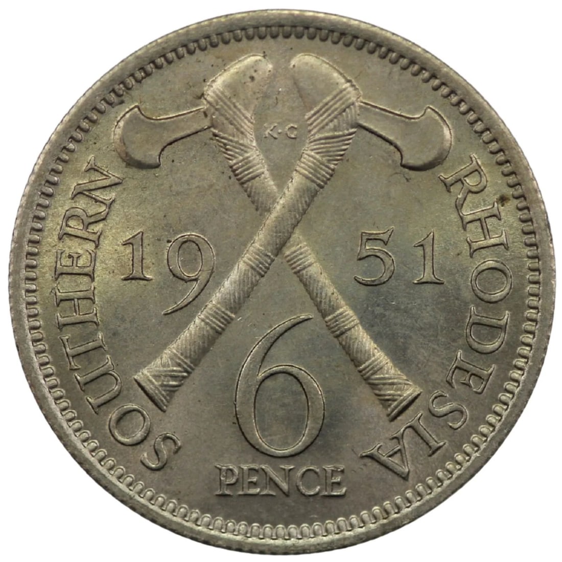 SOUTHERN RHODESIA 1951 SIXPENCE, CHOICE UNCIRCULATED (1 of 2)