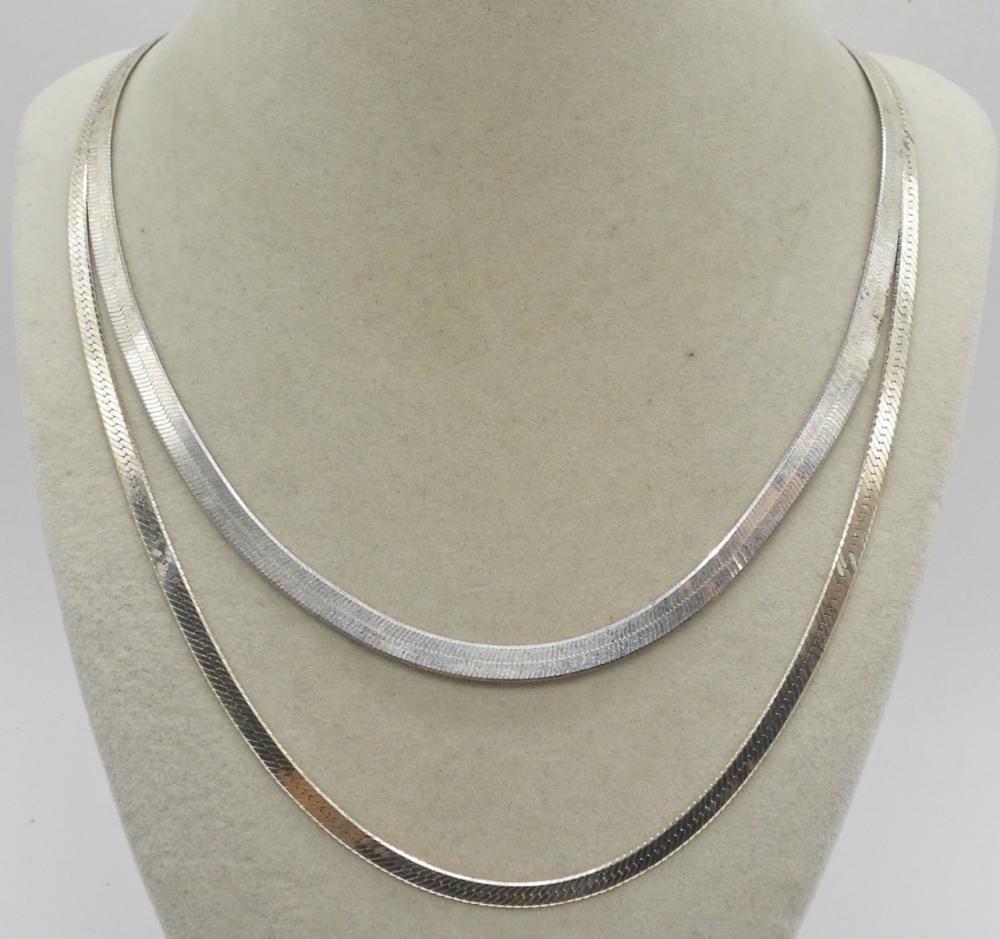 (2) STERLING HERRINGBONE CHAINS (1 of 2)