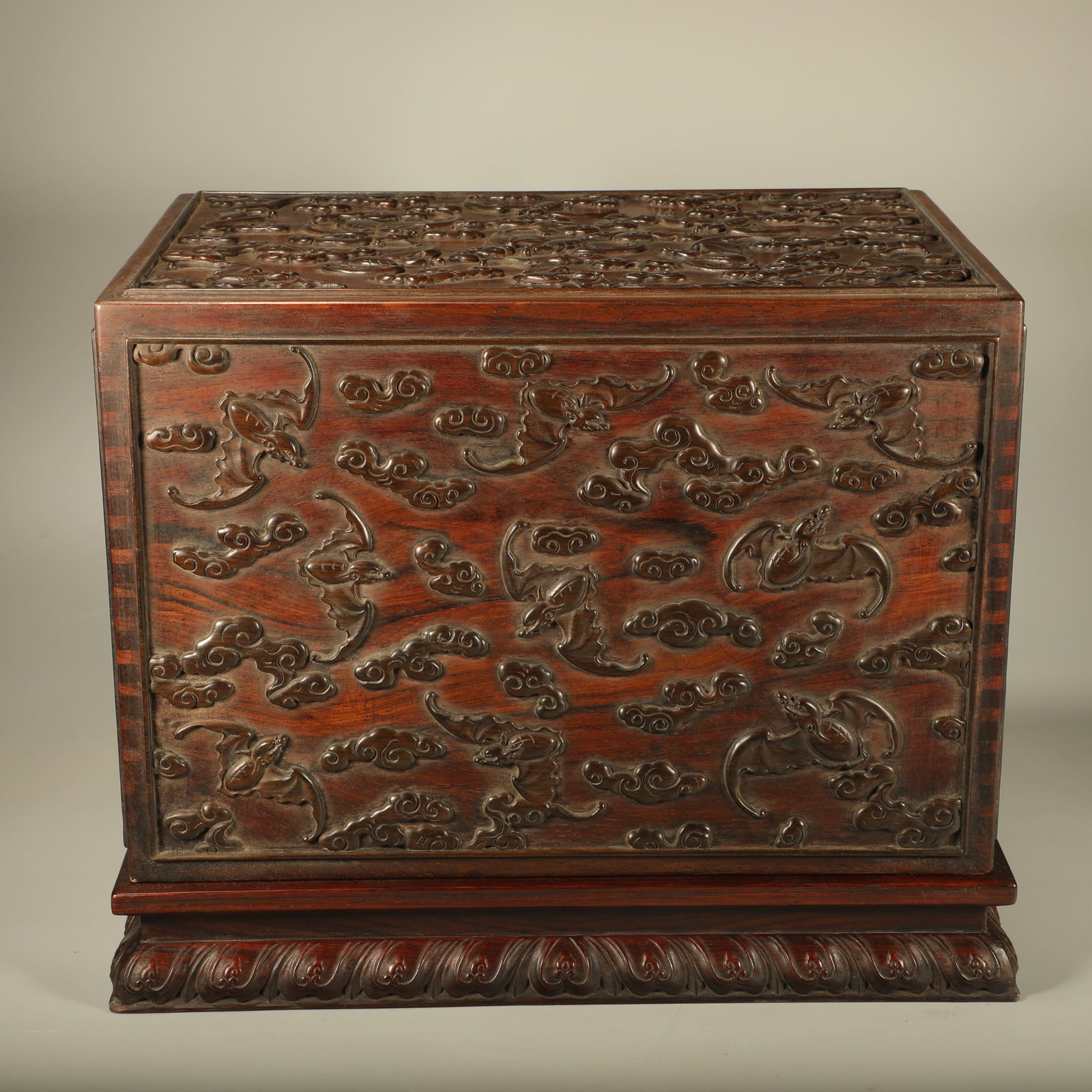 A HUANGHUALI TREASURE BOX CARVED WITH CLOUD AND FORTUNE PATTERNS (1 of 5)