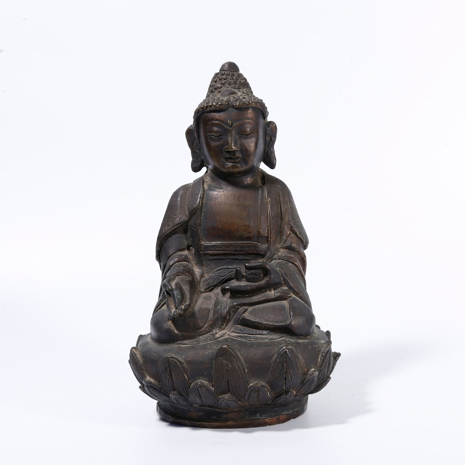 A BRONZE BUDDHA STATUE (1 of 9)