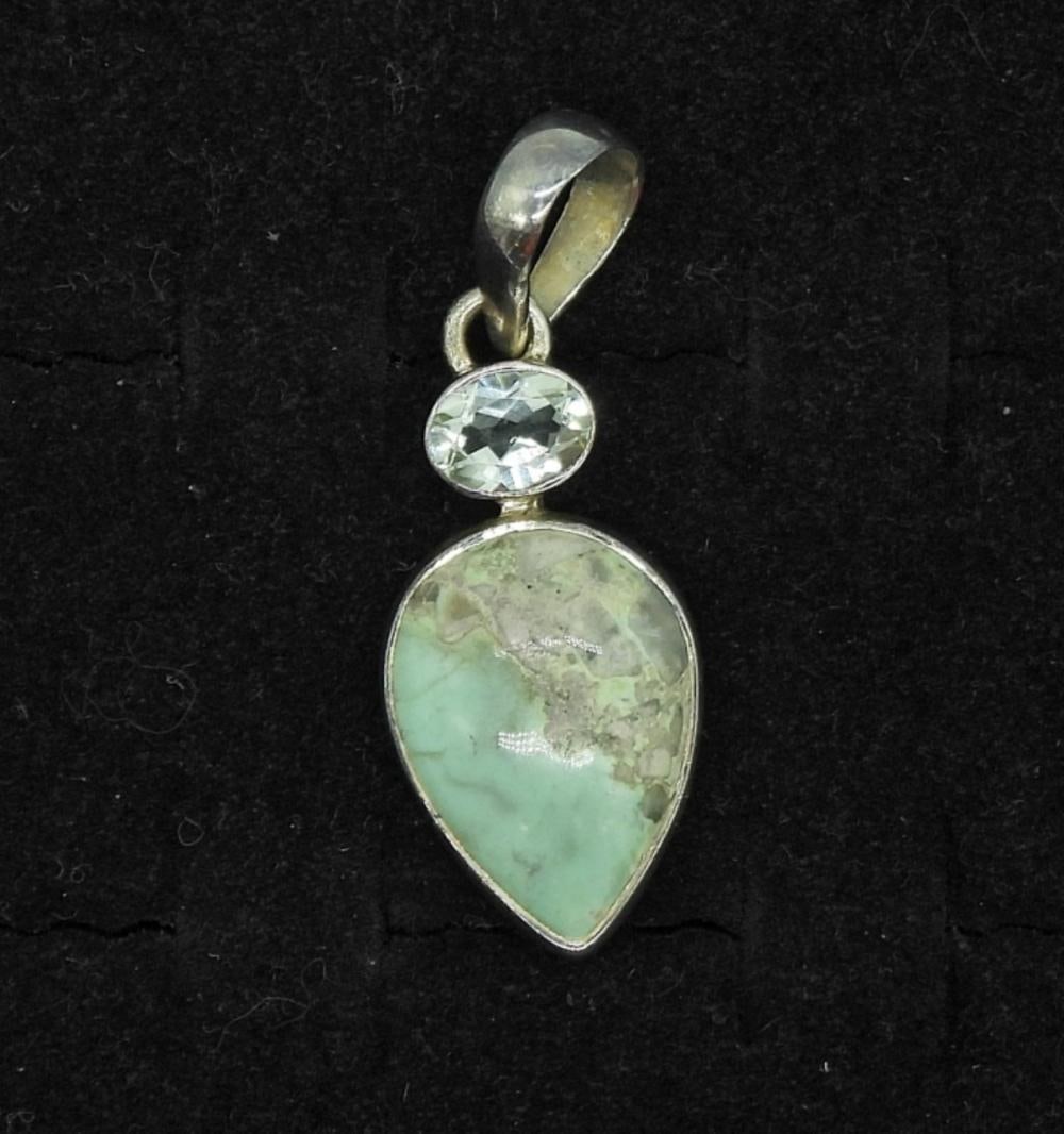GREEN VARISCITE PENDANT IN STERLING: GREEN VARISCITE PENDANT IN STERLING
