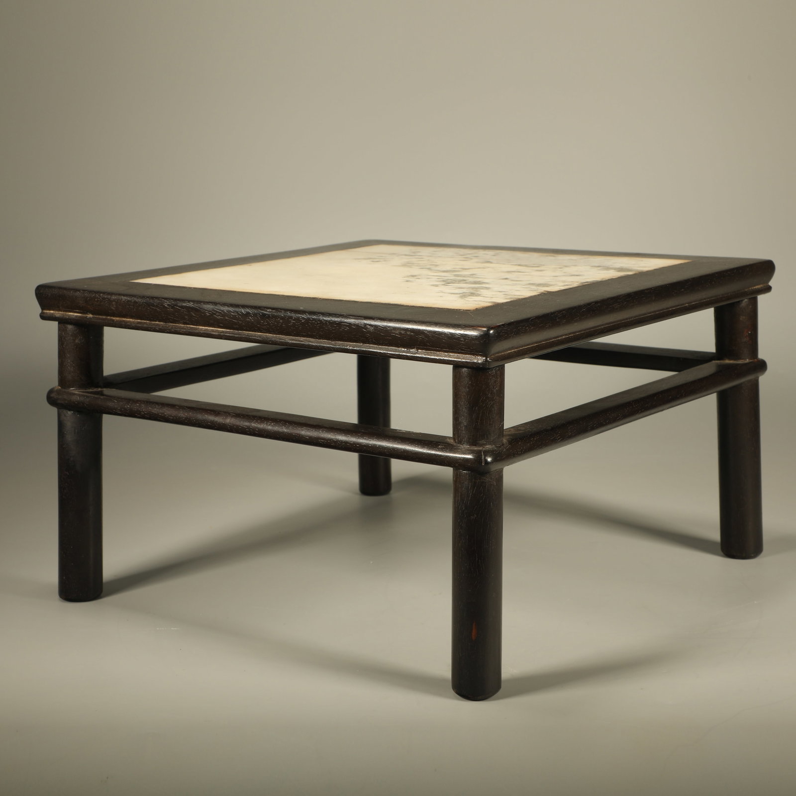 A SANDALWOOD FLOWER STAND INLAID WITH CLOUD-PATTERN MARBLE (1 of 6)