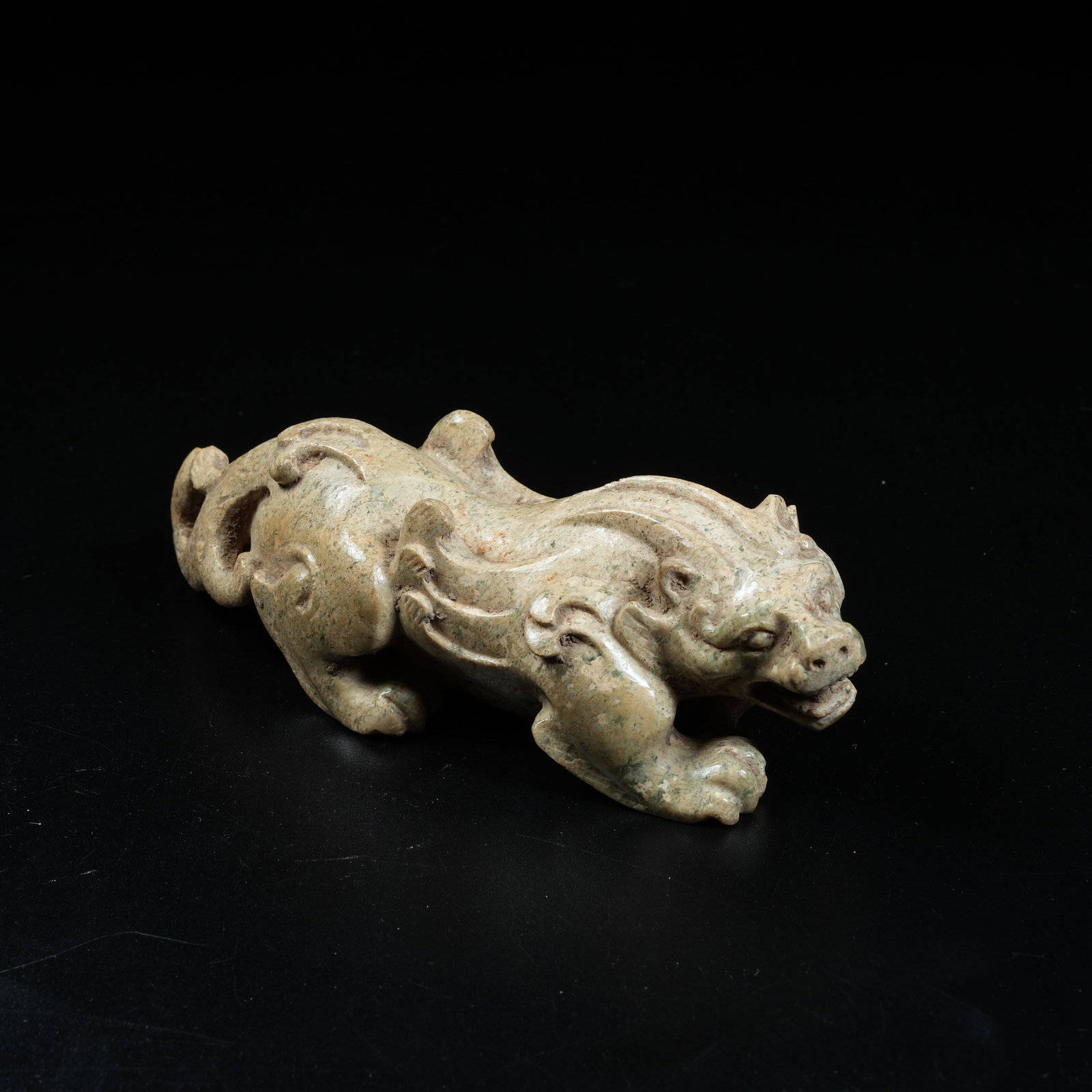 A ANCIENT JADE AUSPICIOUS BEAST ORNAMENT: Ancient Jade Auspicious Beast Ornament