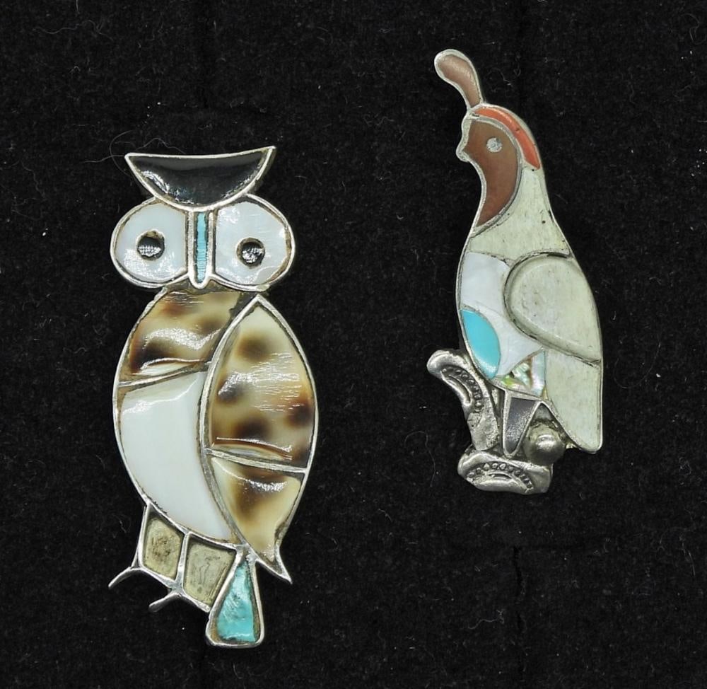 (2) SILVER ZUNI PINS: (2) SILVER ZUNI PINS