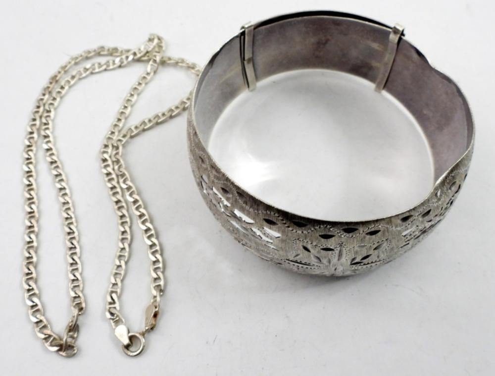 2 PIECE STERLING NECKLACE & BRACELET: 2 PIECE STERLING NECKLACE & BRACELET