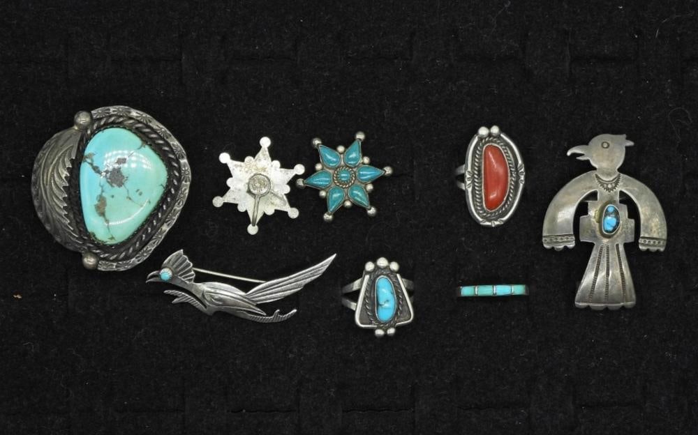 SOUTHWEST 925 TURQUOISE LOT OF 7 (1 of 3)
