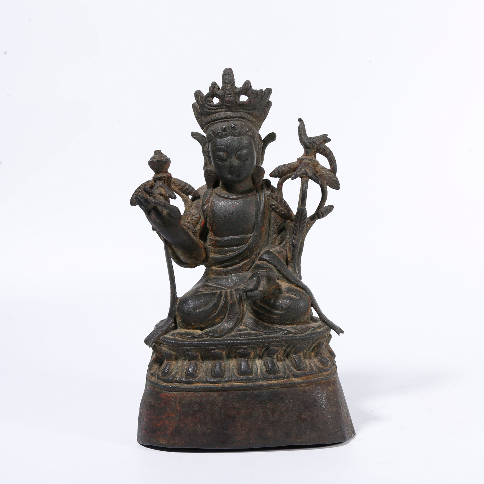 A BRONZE GUANYIN BODHISATTVA STATUE: Bronze Guanyin Bodhisattva statue