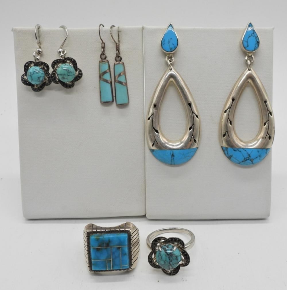 STERLING TURQUOISE-LIKE SET (1 of 4)