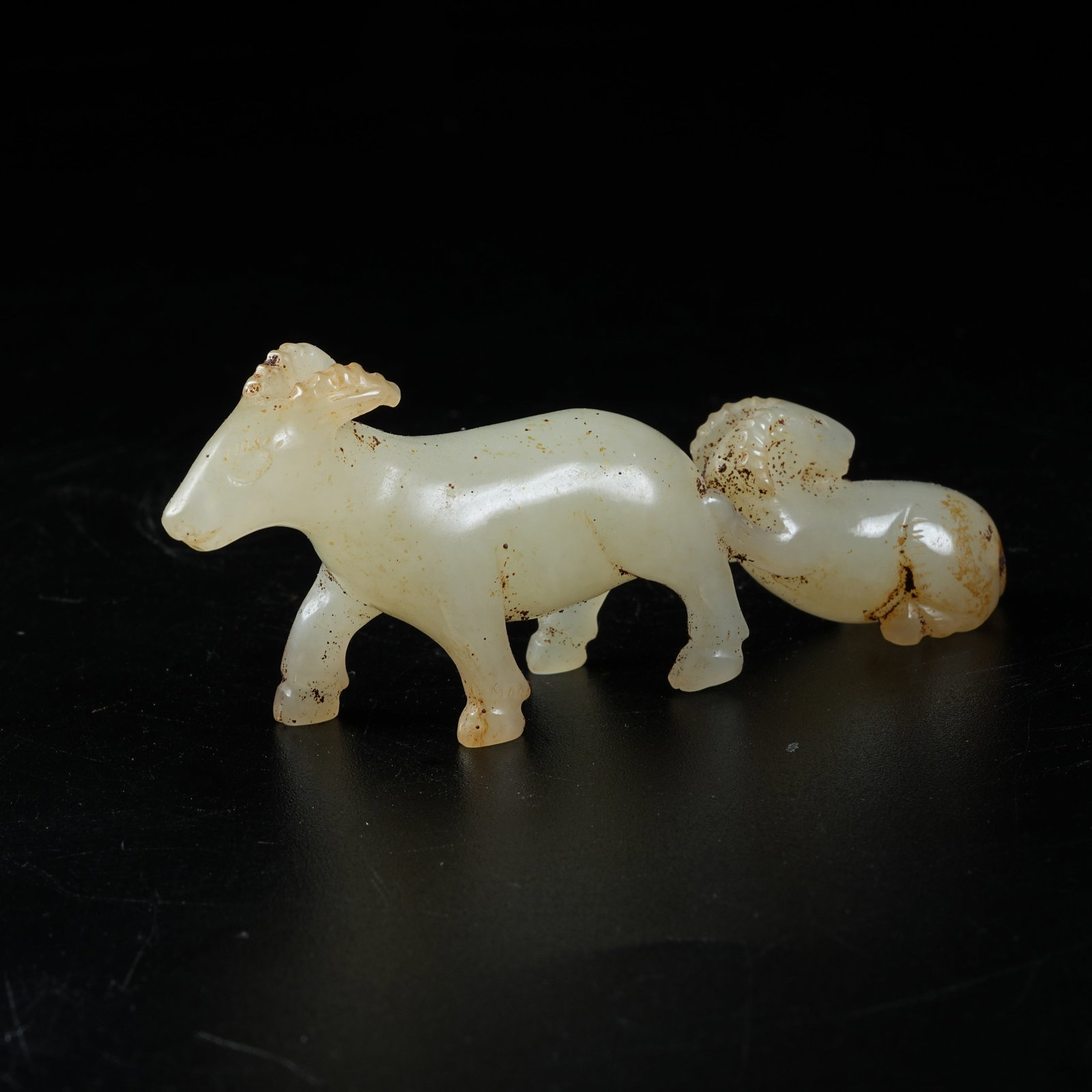 A ANCIENT JADE BEAST ORNAMENT: Ancient Jade Beast Ornament