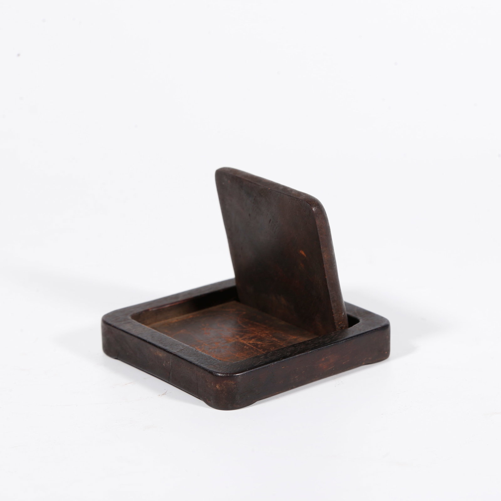 A BOOT-SHAPED INK STONE OF ZITAN WOOD (1 of 9)