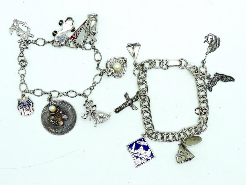 (2) VTG CHARM BRACELETS, STERLING (1 of 1)