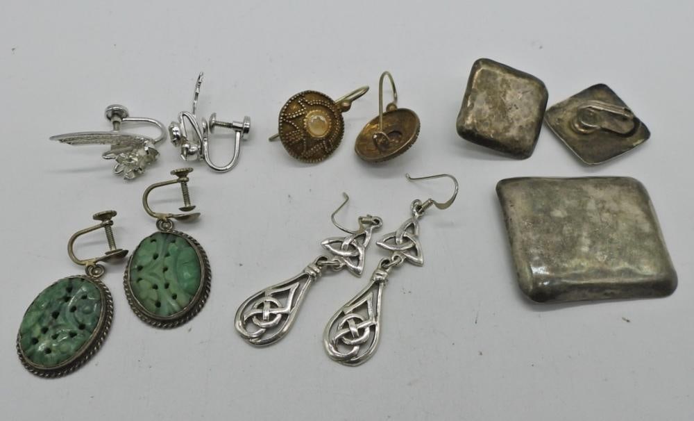 VARIOUS EARRINGS LOT-VTG STERLING (1 of 2)