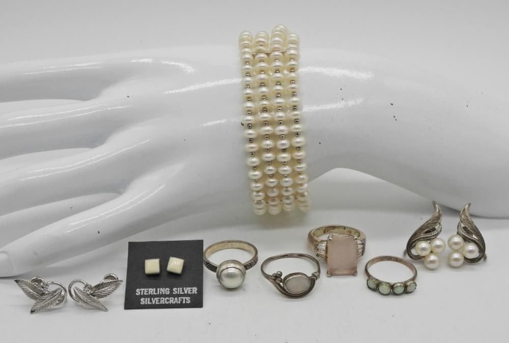 VTG PEARL GEMSTONE STERLING PIECES (1 of 4)