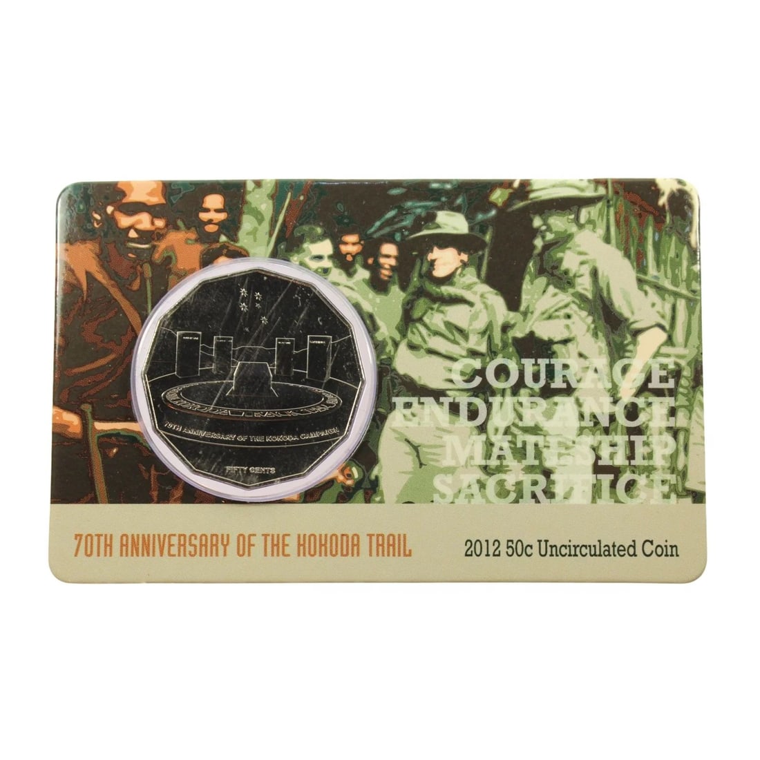 AUSTRALIA 2012 KOKODA TRAIL 70TH ANNIVERSARY 50C COIN: Australia 2012 Kokoda Trail 70th Anniversary 50c Coin