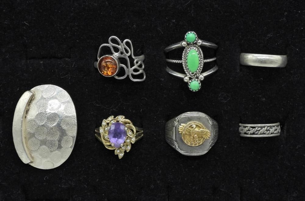 (7) STERLING VTG GEMSTONE RINGS: (7) STERLING VTG GEMSTONE RINGS