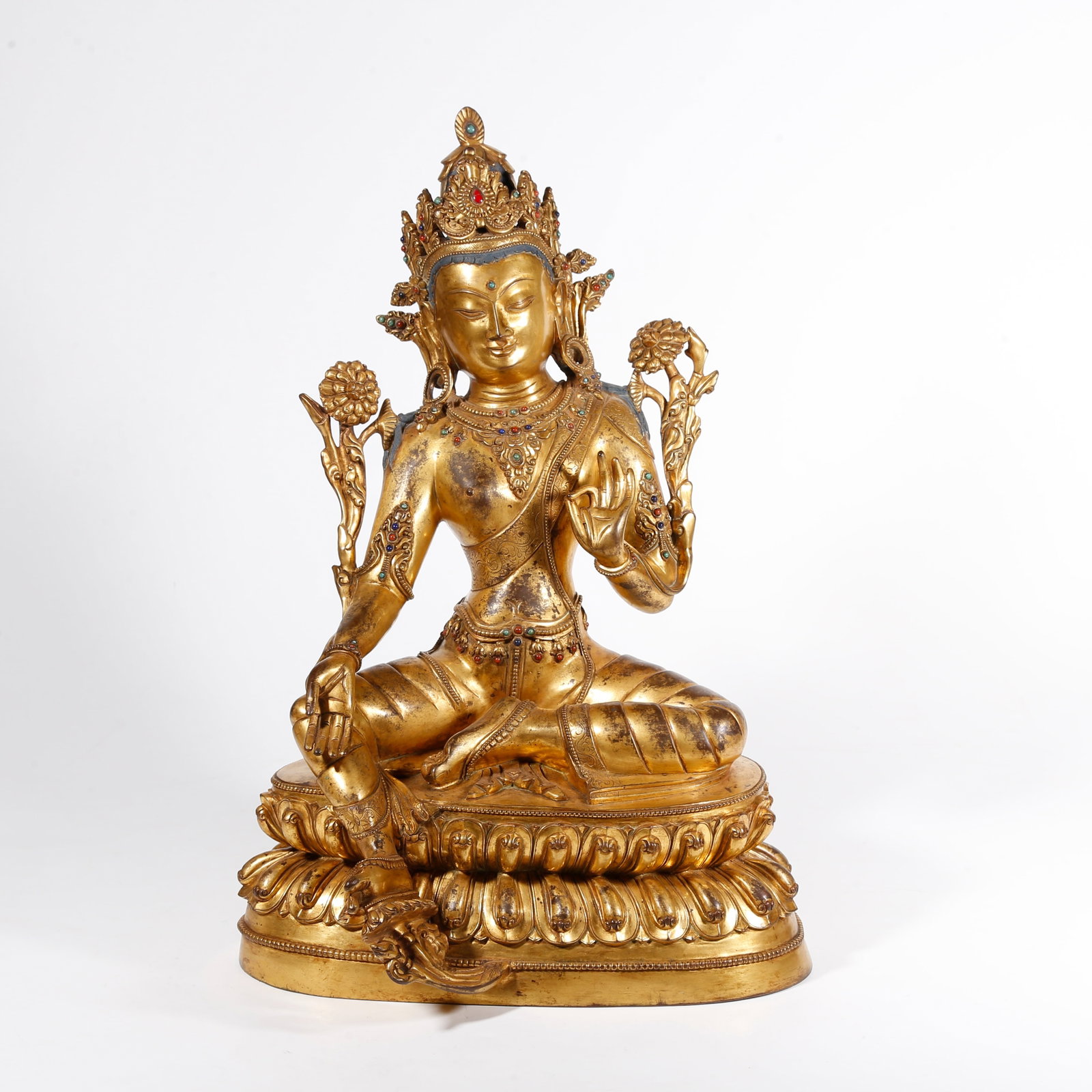 A GILT-BRONZE STATUE OF TARA: Gilt-Bronze Statue of Tara