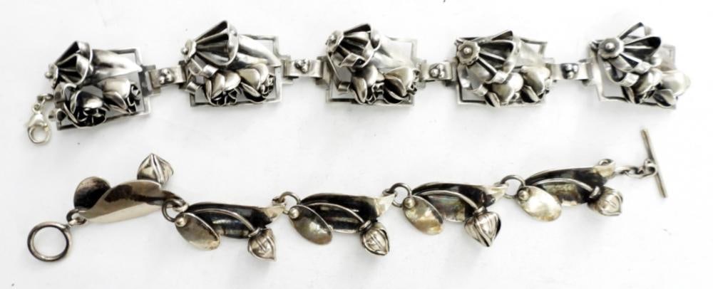 (2) UNIQUE STERLING FLORAL BRACELETS (1 of 2)