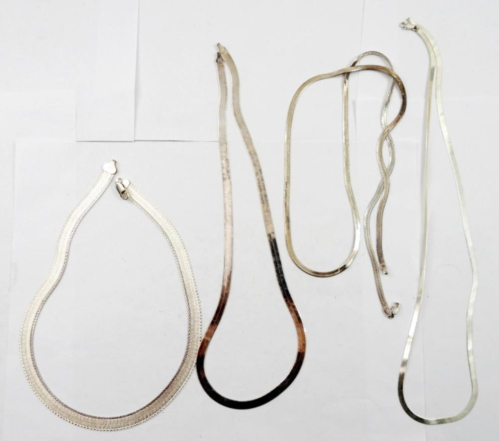 (4) HERRINGBONE STERLING NECKLACES (1 of 2)
