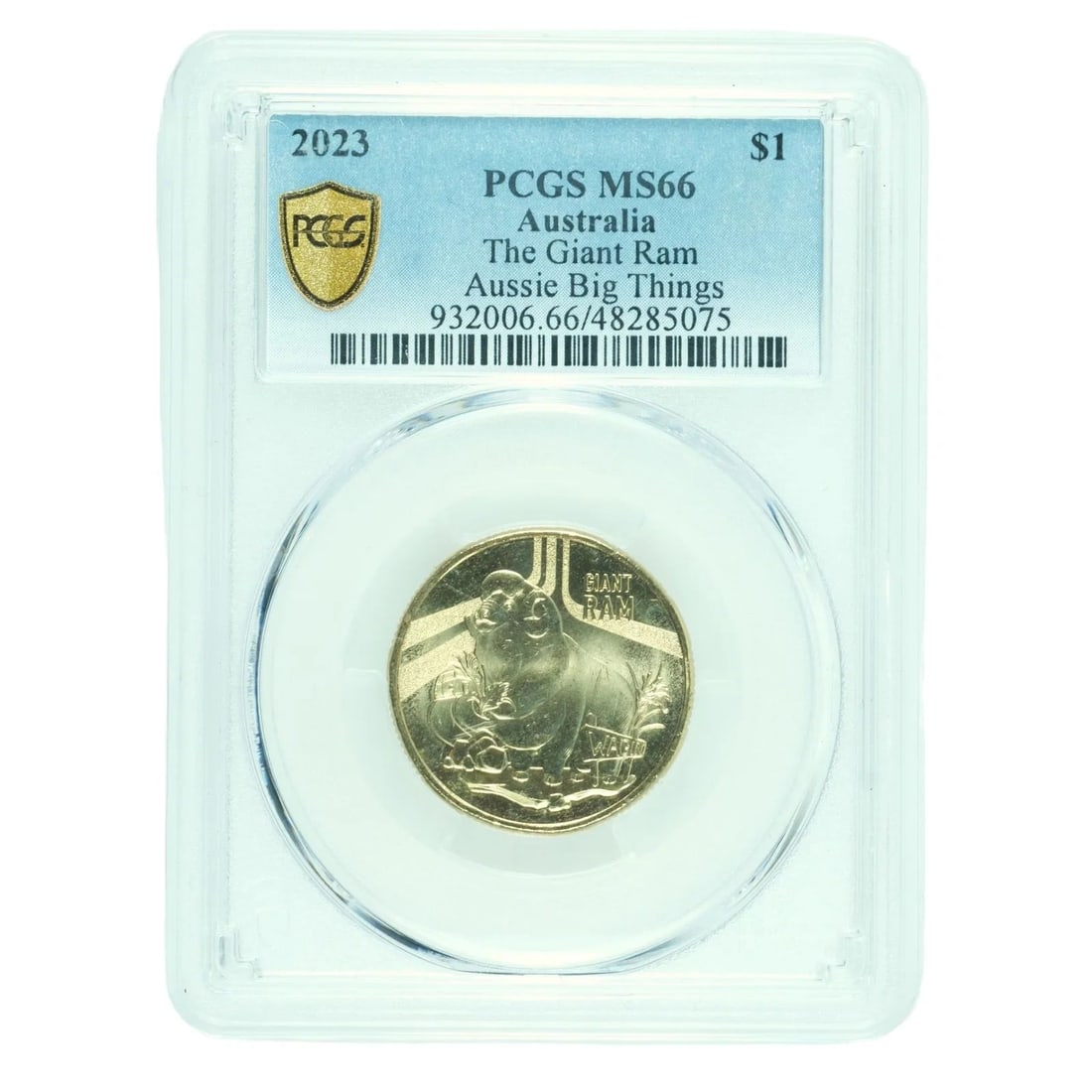 AUSTRALIA 2023 'GIANT RAM' AL/BR DOLLAR - PCGS MS66 (1 of 2)