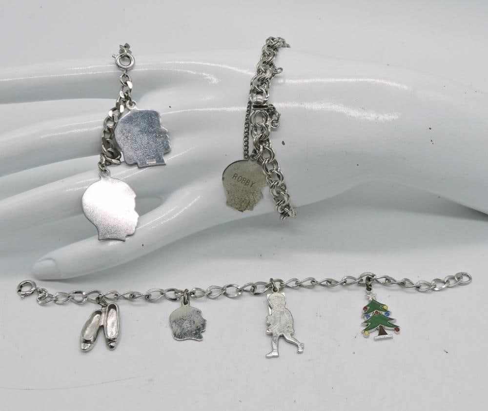 (3) VINTAGE CHARM BRACELETS (1 of 2)