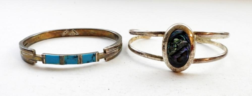STERLING TURQUOISE ABALONE BRACELETS (1 of 3)