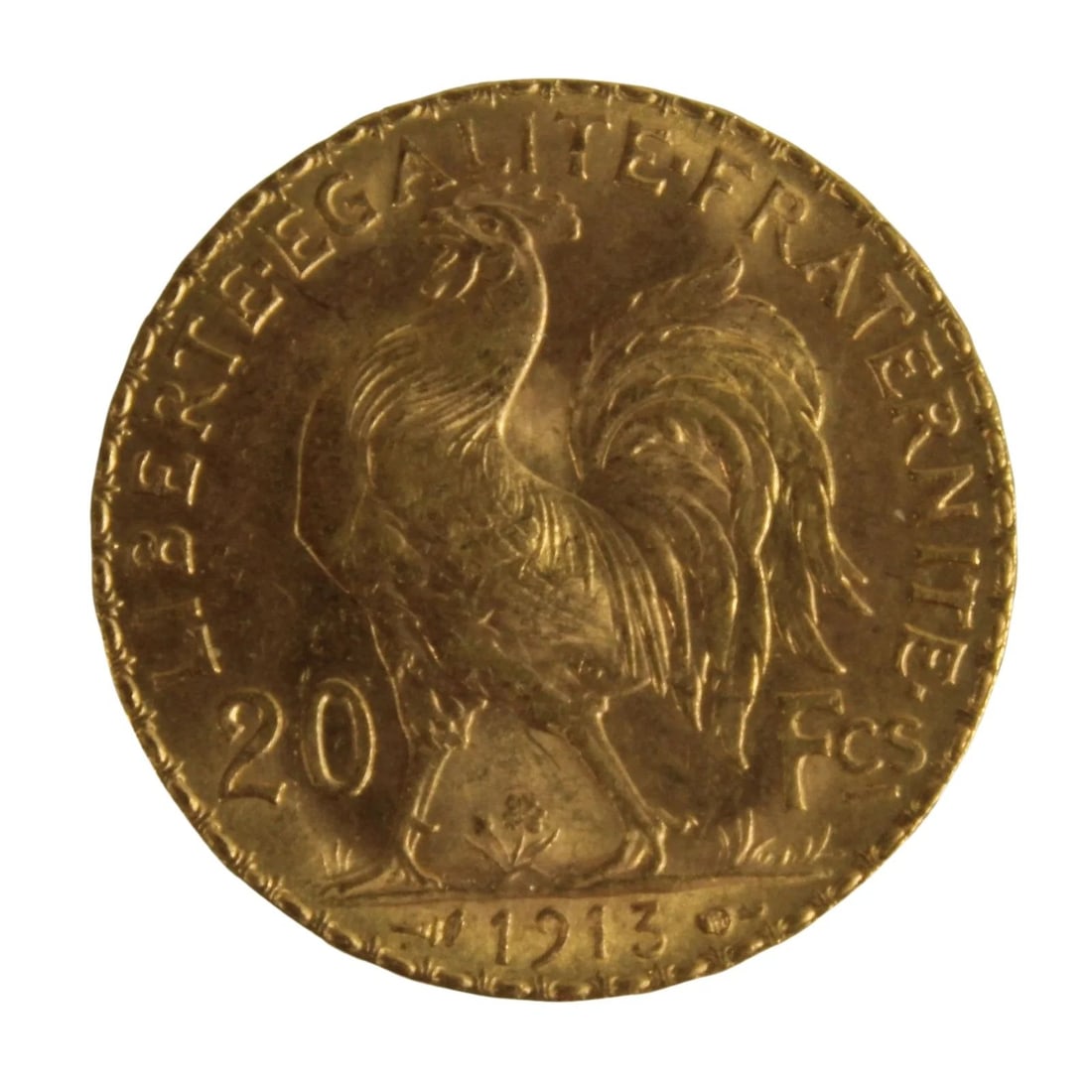 FRANCE 1913 GOLD (900) 20 FRANCS, BRILLIANT UNCIRCULATED: France 1913 Gold (900) 20 Francs, Brilliant Uncirculated