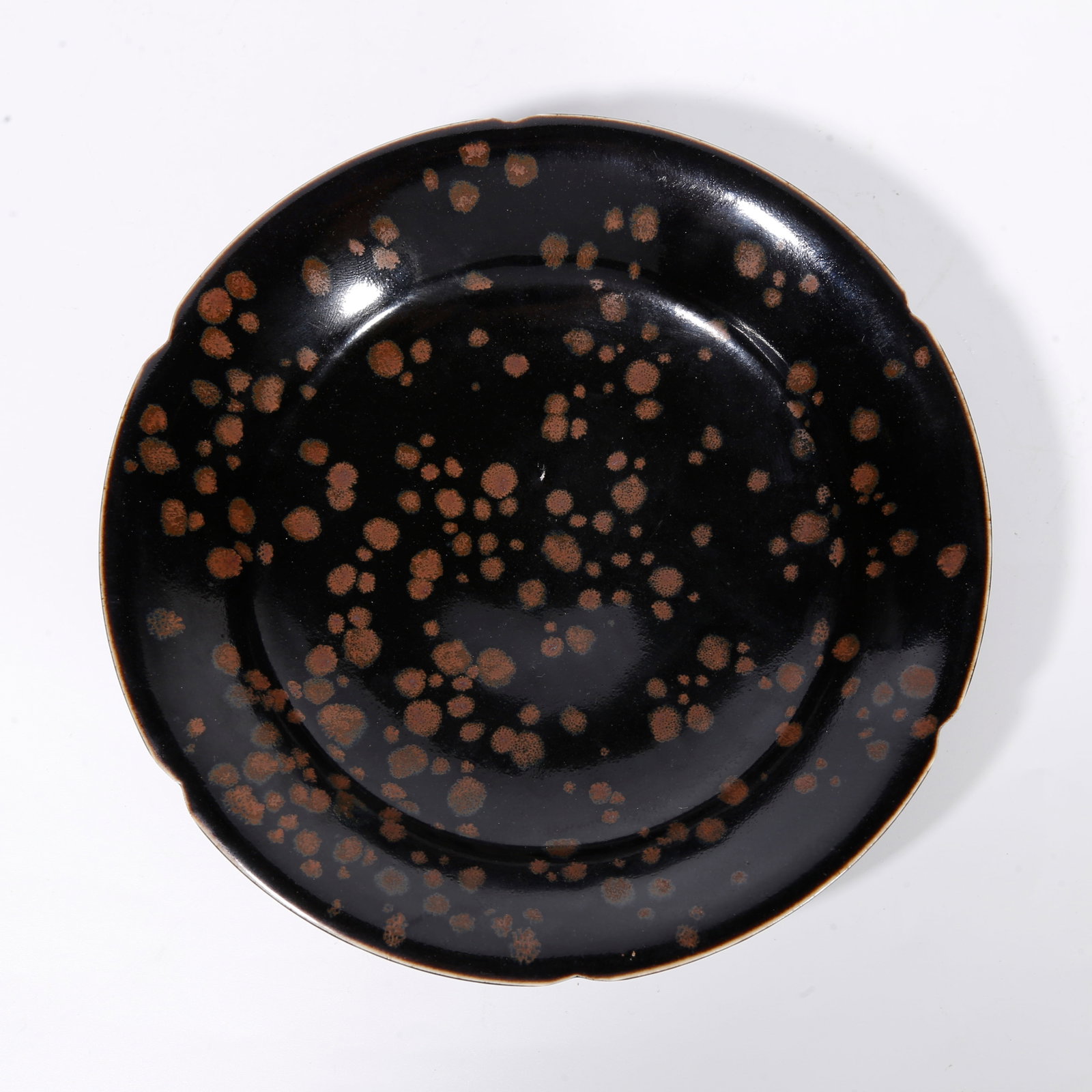 A BLACK DING KILN FOLDED-WAIST PLATE (1 of 10)