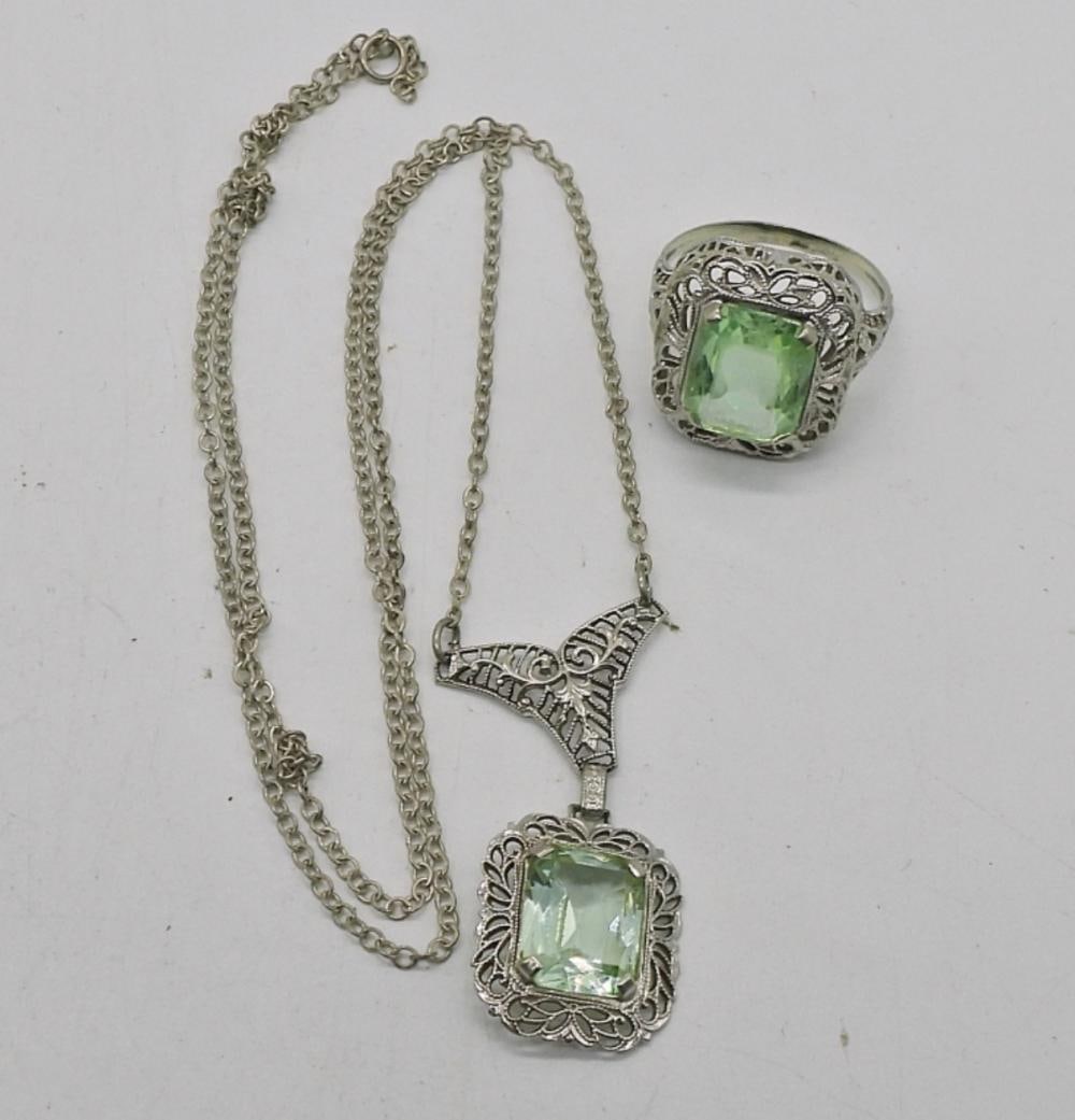 VTG 10KWG PERIDOT RING & NECKLACE (1 of 4)