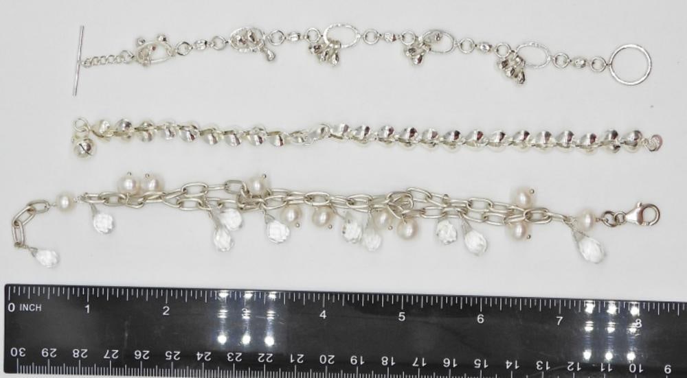 (3) 8 INCH STERLING BRACELETS - PEARL (1 of 1)