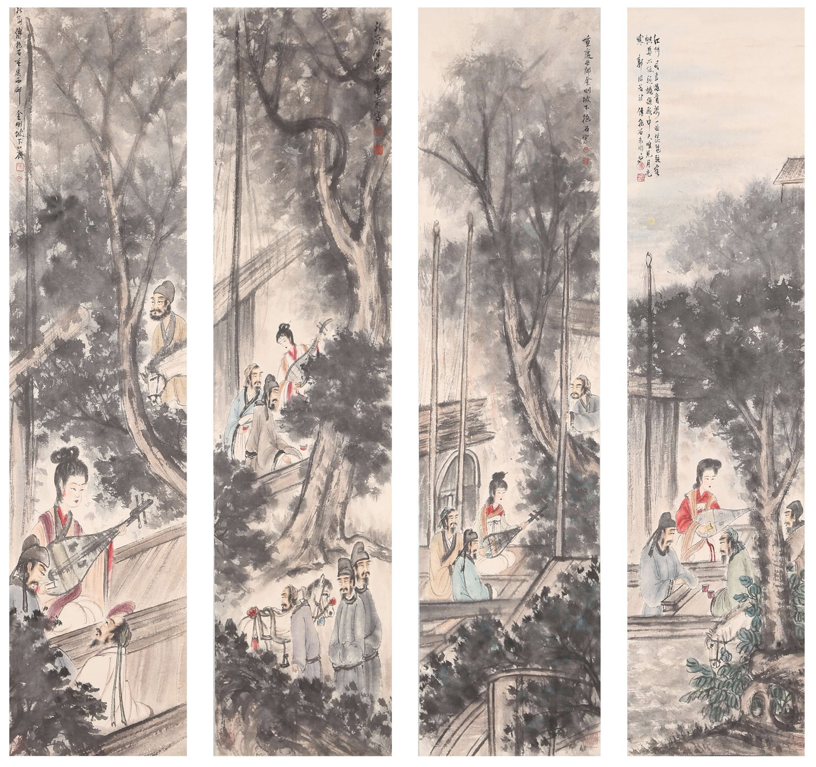 A FIGURE PAINTINGS ON PAPER BY FU BAOSHI (4 PIECES).傅抱石 (1 of 17)