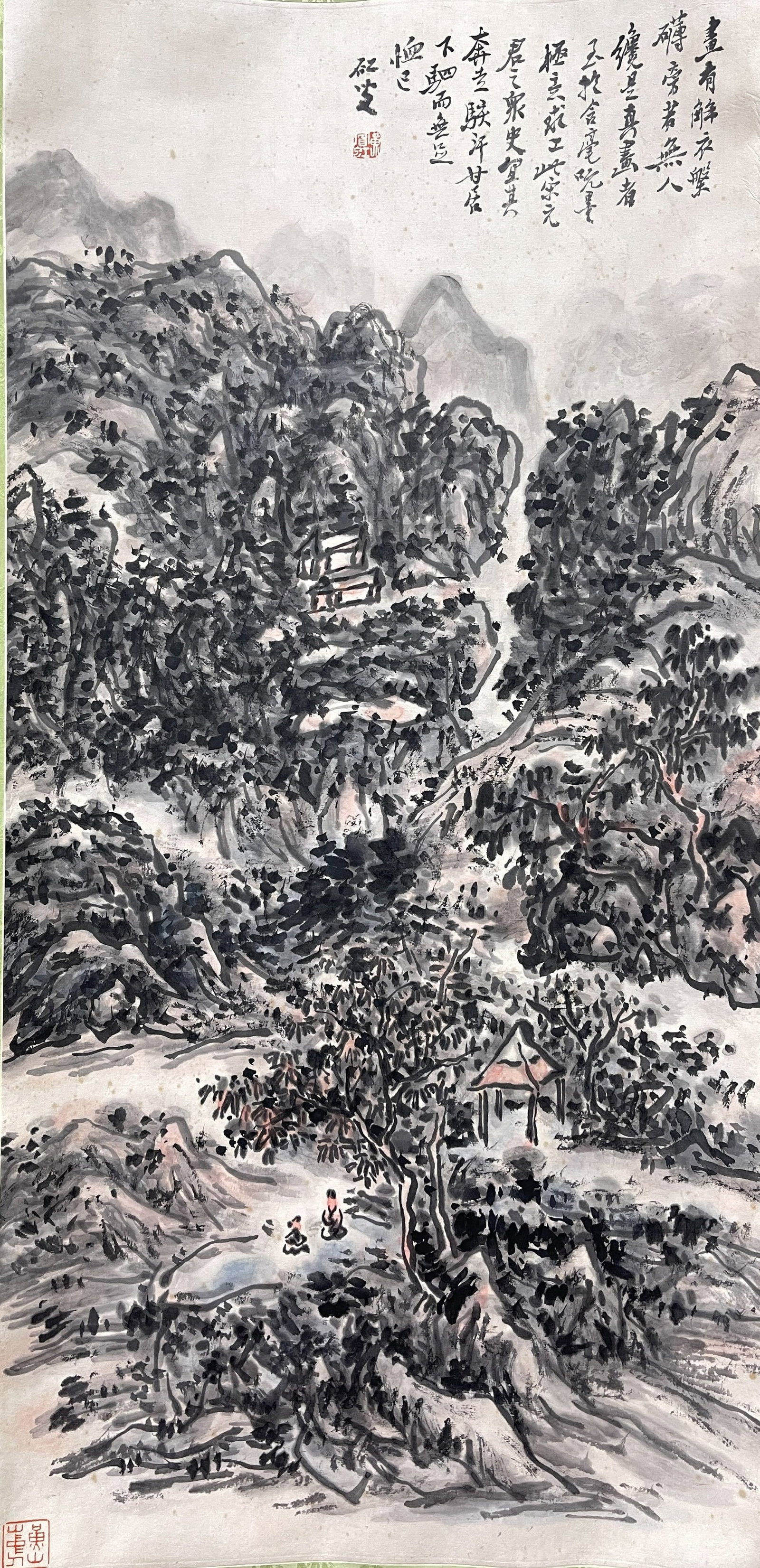 A LANDSCAPE PAINTING HANGING SCROLL ON PAPER BY HUANG BINHONG.黃賓虹 (1 of 7)