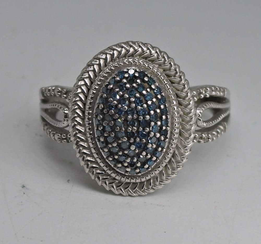 STERLING BLUE DIAMOND RING (1 of 2)