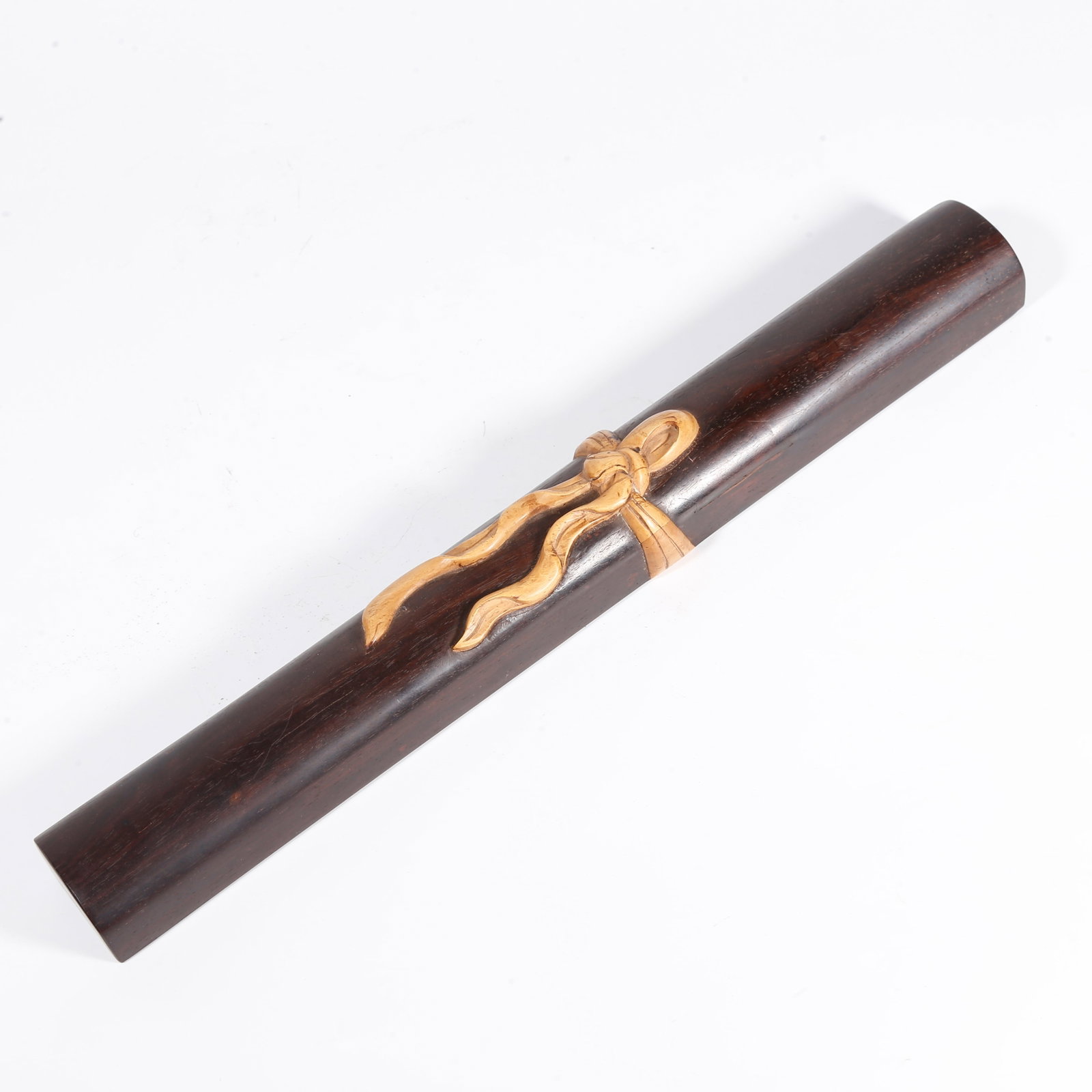 A PAPERWEIGHT OF ZITAN WOOD: Paperweight of zitan wood