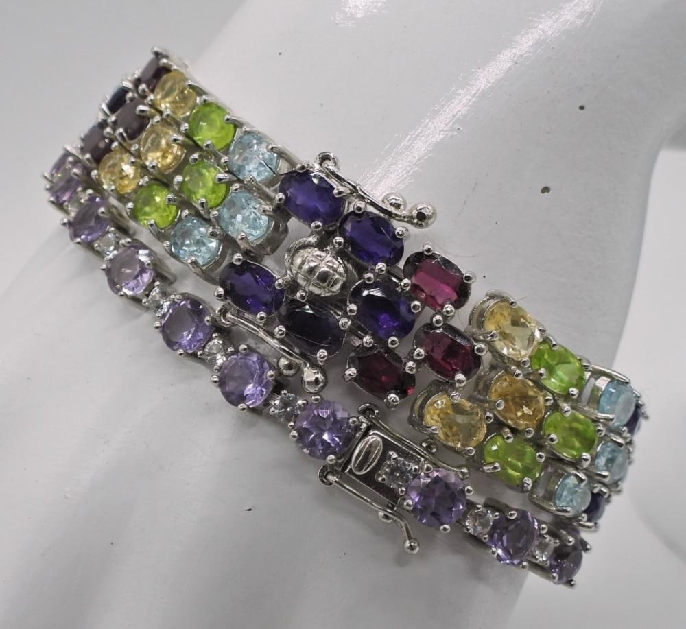 (2) STERLING GEMSTONE BRACELETS - 2