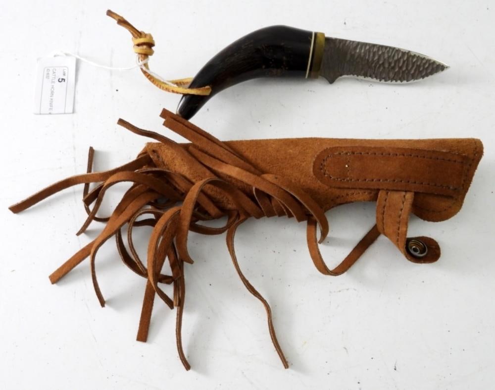 CATTLE HORN KNIFE W/SHEATH (1 of 2)