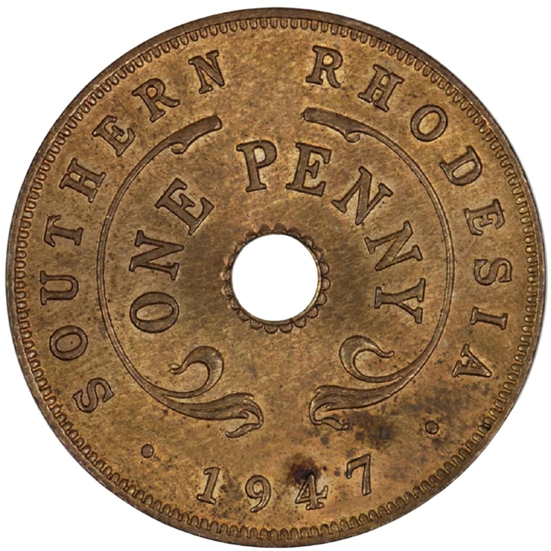 SOUTHERN RHODESIA 1947 PENNY, LUSTROUS CHOICE UNCIRCULATED (1 of 2)