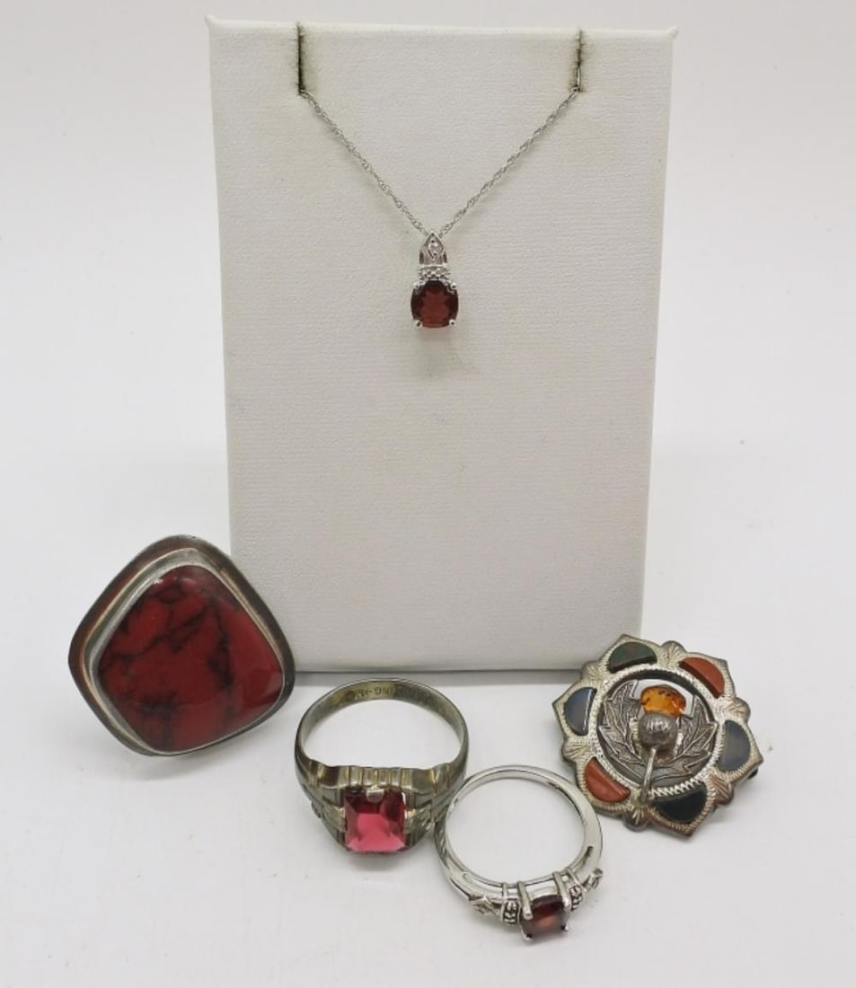 RED & ORANGE GEMSTONE STERLING JEWELRY: RED & ORANGE GEMSTONE STERLING JEWELRY