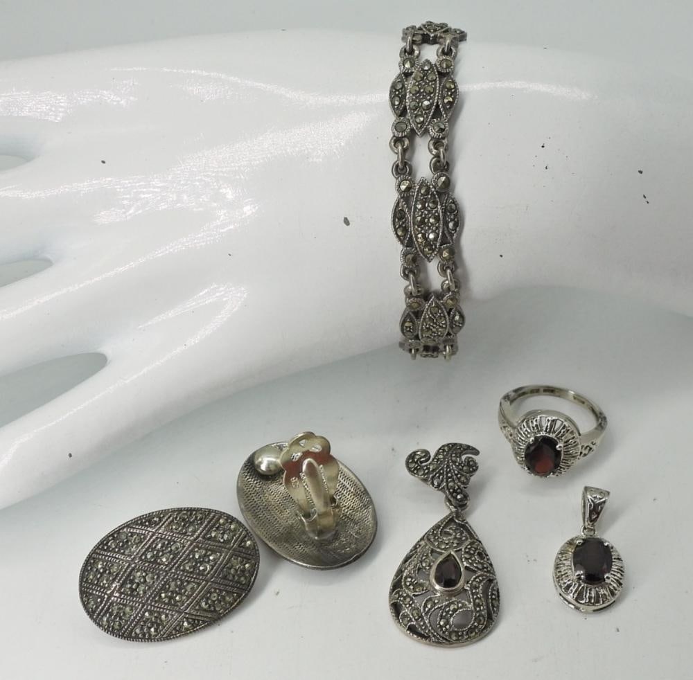 MARCASITE & GARNET STERLING SETS (1 of 3)