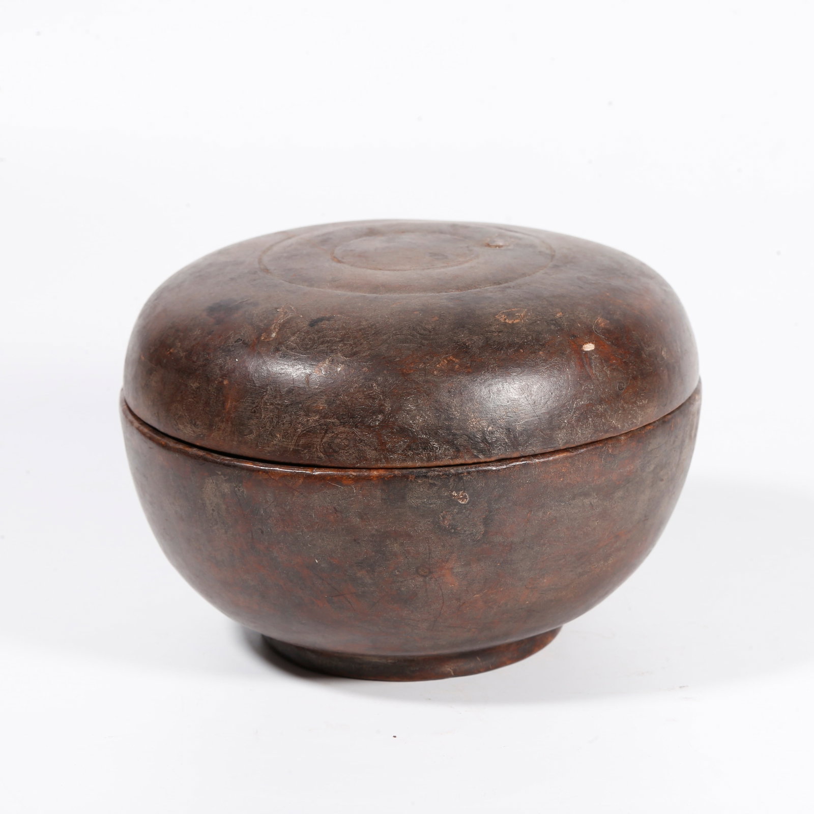 A COVERED JAR OF BURL WOOD (1 of 9)