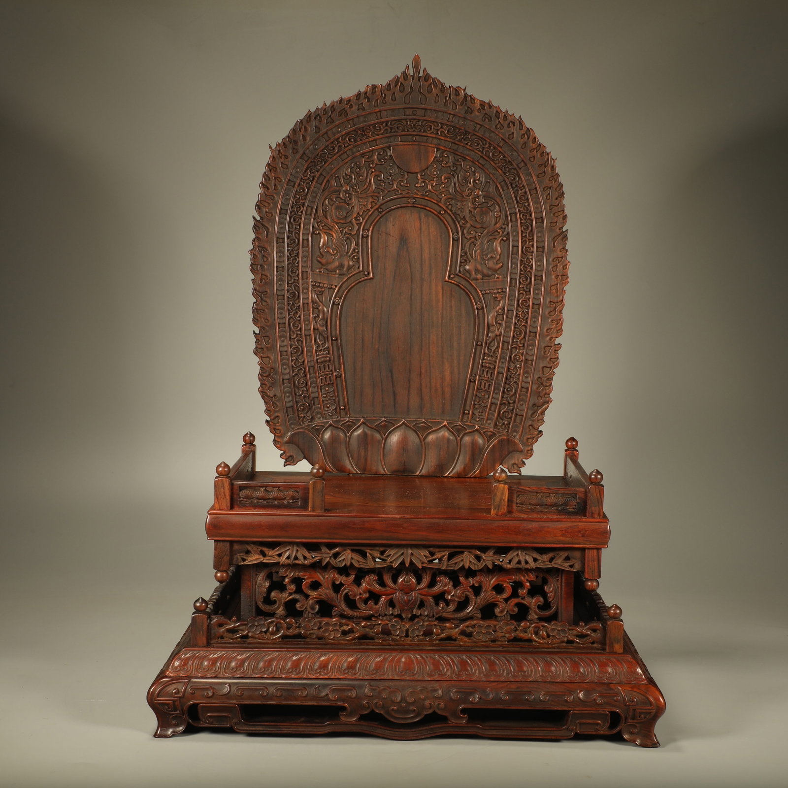 A HUANGHUALI BUDDHIST NICHE CARVED WITH MAGNOLIA-LIKE FLORAL PATTERNS (1 of 8)