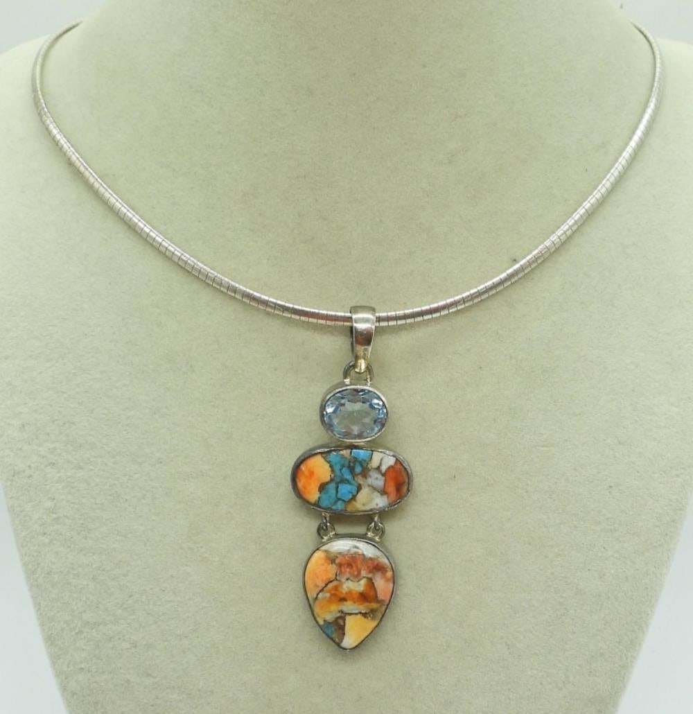 OYSTER TURQUOISE PENDANT & STERLING CHAIN: OYSTER TURQUOISE PENDANT & STERLING CHAIN
