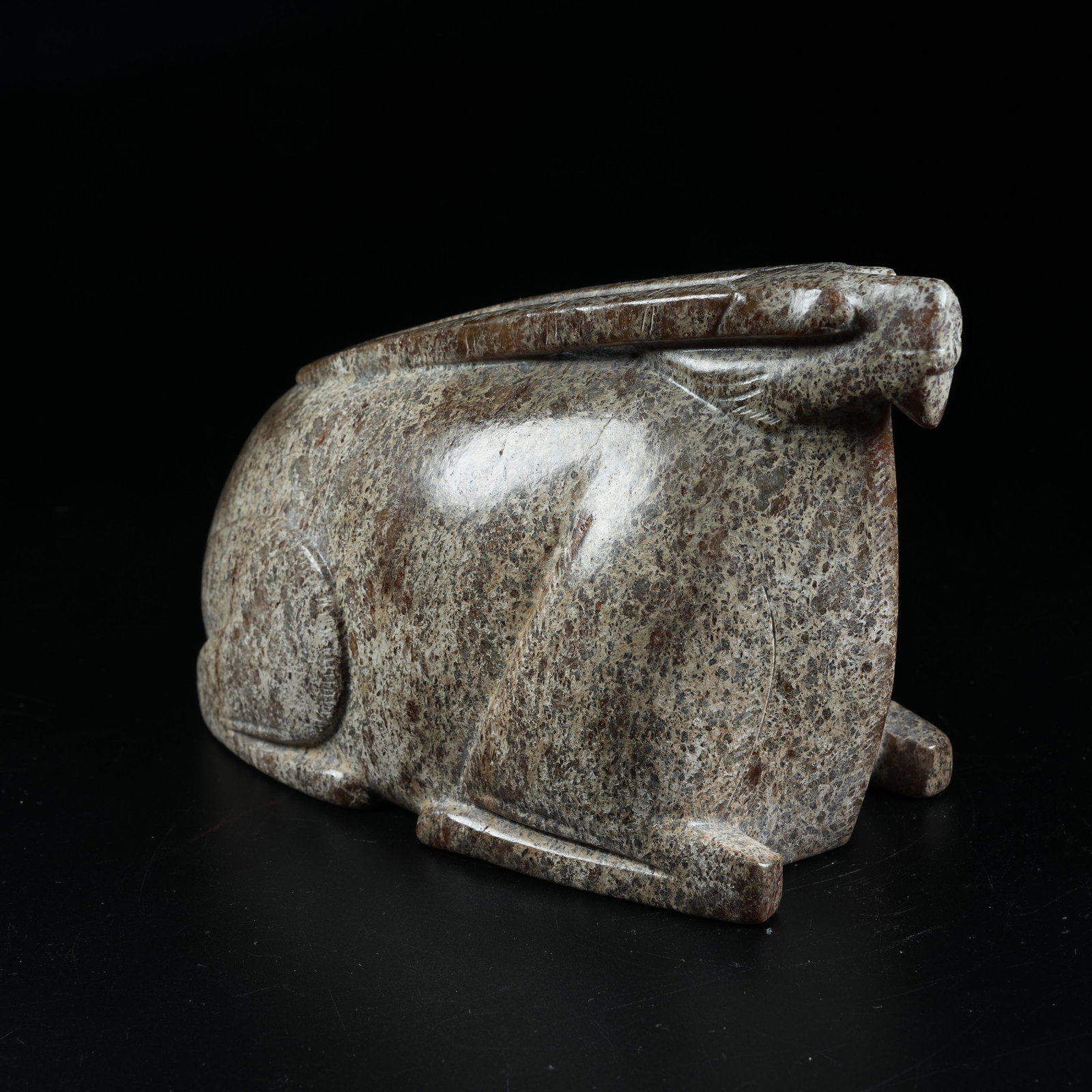 A ANCIENT JADE BEAST ORNAMENT: Ancient Jade Beast Ornament