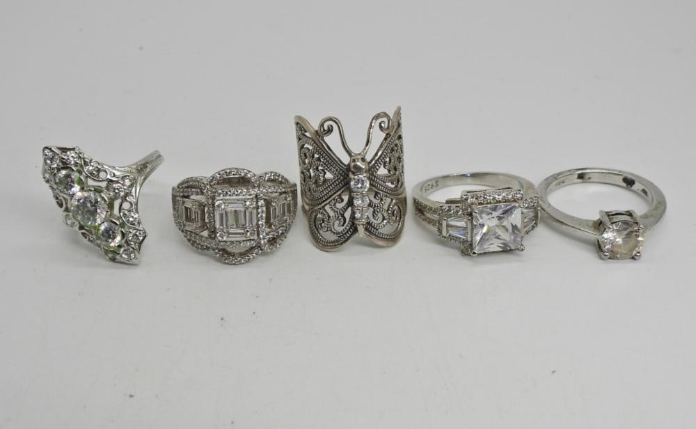 (5) STERLING BRIDAL STYLE RINGS (1 of 3)
