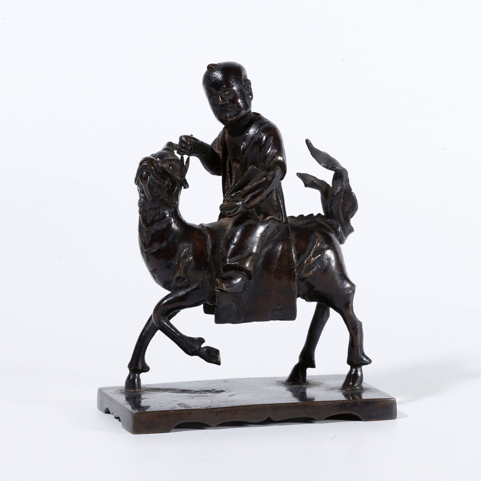 A BRONZE KYLIN-WITH-CHILD ORNAMENT (1 of 9)