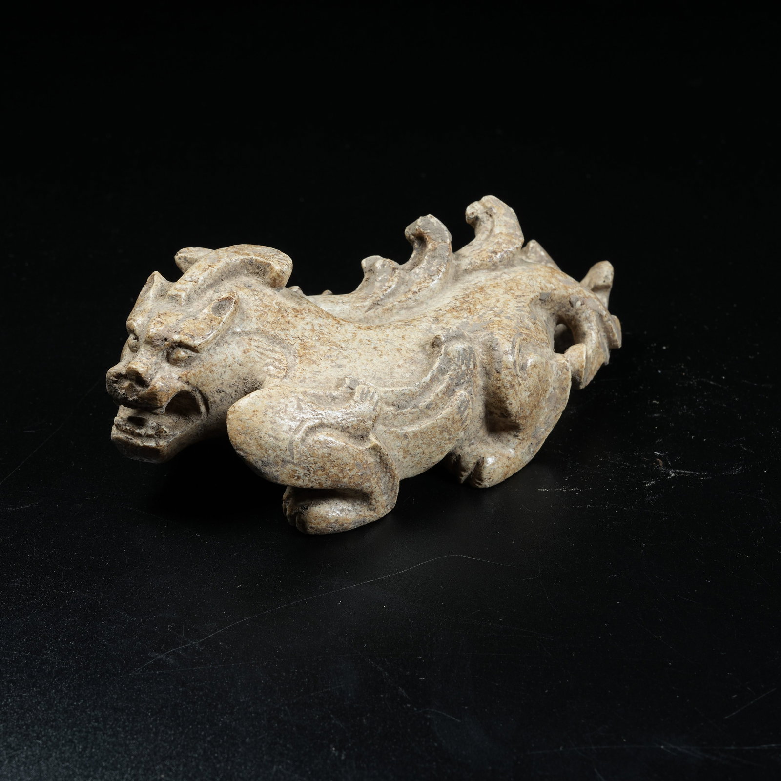 A ANCIENT JADE BEAST ORNAMENT: Ancient Jade Beast Ornament