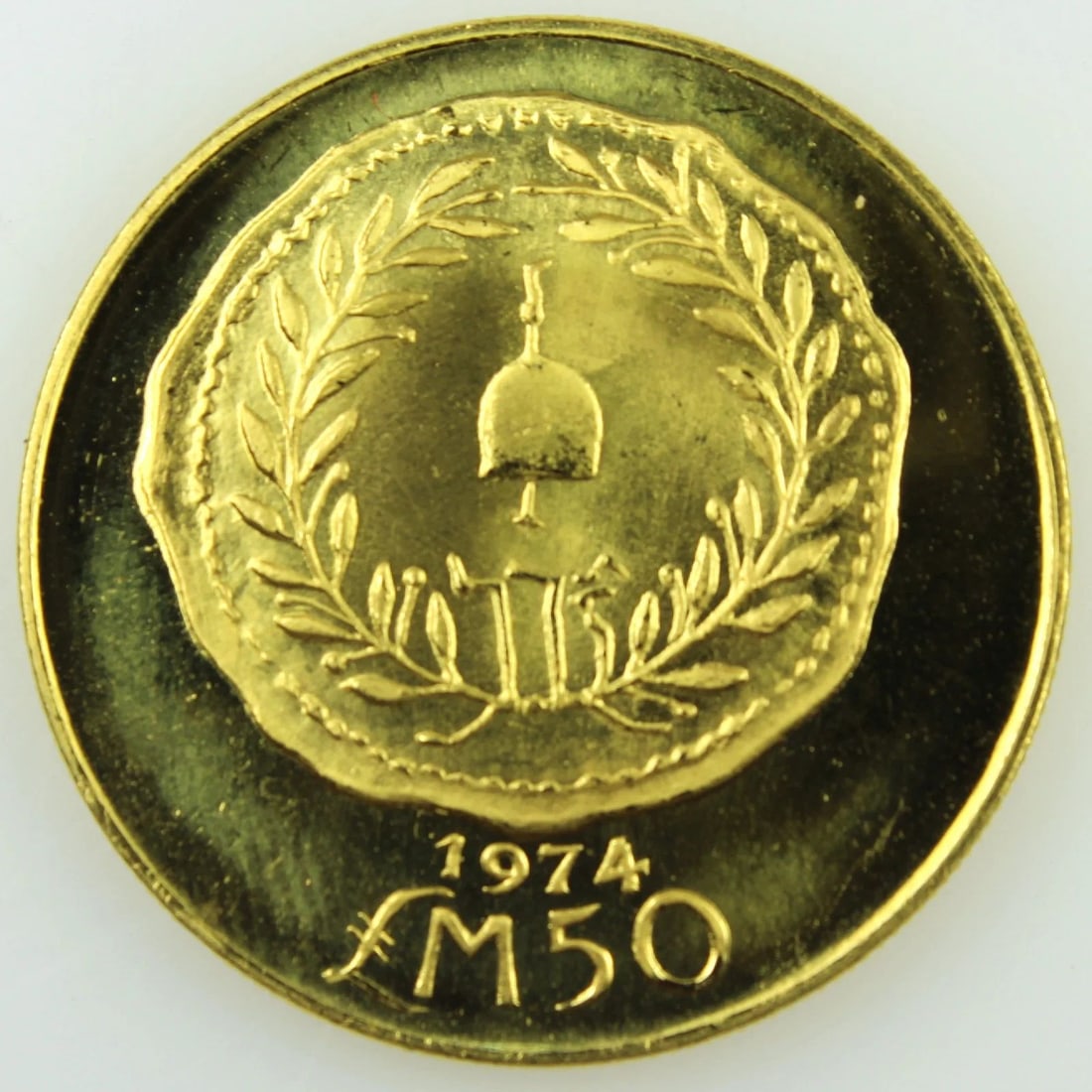 MALTA 1974 GOLD (917) -50, UNCIRCULATED: Malta 1974 Gold (917) -50, Uncirculated