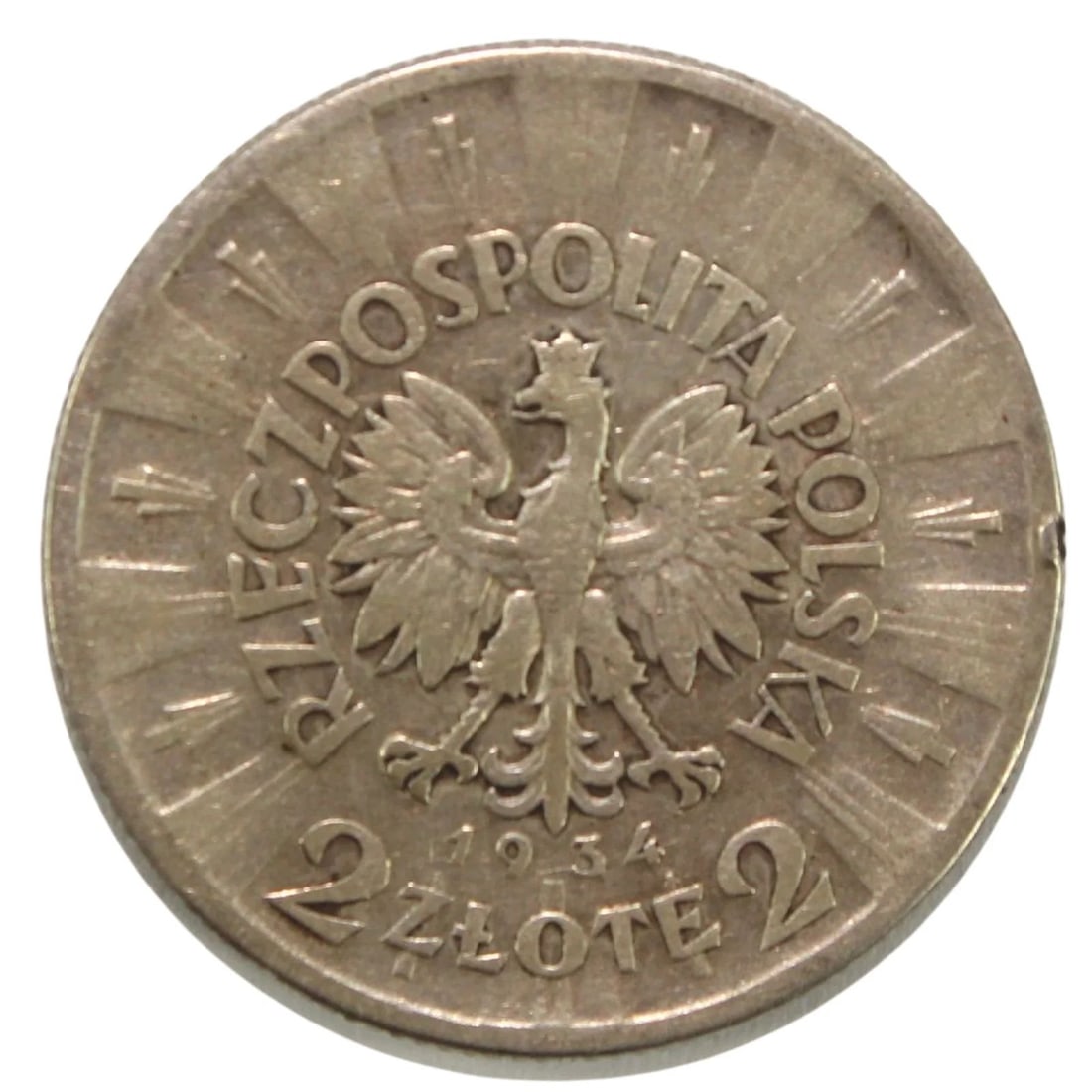 POLAND 1934 SILVER (750) 2 ZLOTE, GOOD EXTREMELY FINE: Poland 1934 Silver (750) 2 Zlote, good Extremely Fine