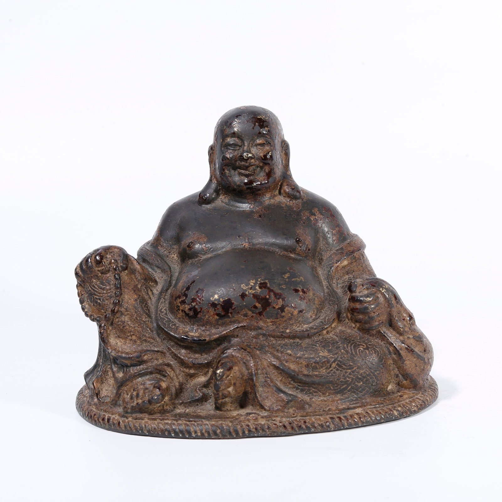 A LACQUERED-GILT BRONZE MAITREYA BUDDHA STATUE (1 of 9)