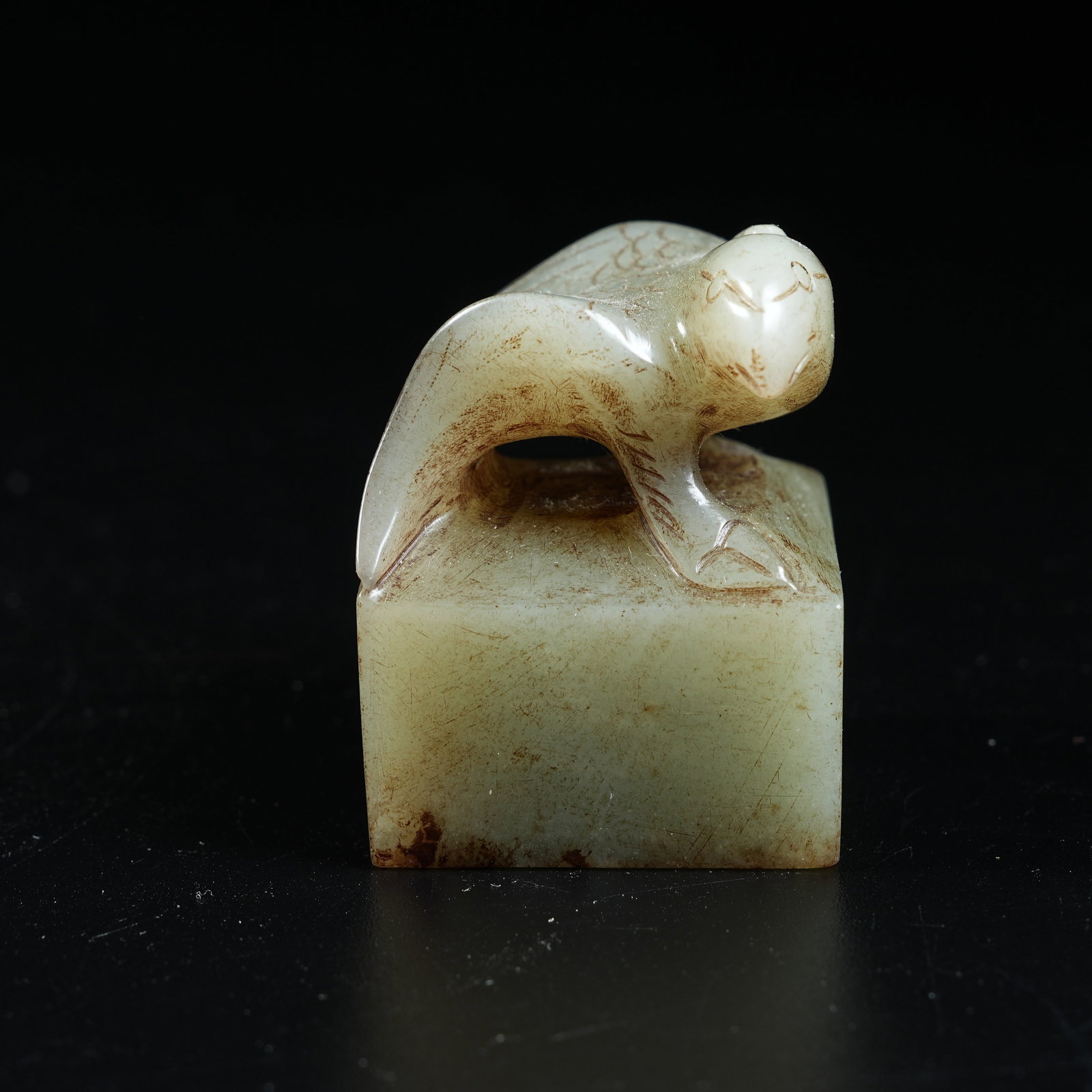 A ANCIENT JADE PHOENIX SEAL: Ancient Jade Phoenix Seal